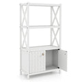 Bathroom Storage Cabinet with Open Shelves and Double Doors-White