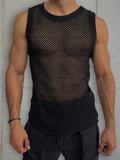 Men's Round Neck Hollow Out Sleeveless Knit Top