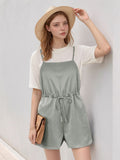 Perfee Drawstring Waist Striped Overalls with Pockets