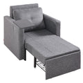 Sleeper Sofa Bed, Convertible Sleeper Bed with Side Pocket, Pillow, Armrest and Desk Board, 5 Adjustable Angles Backrest, Single Pull Out Sofa Couch with 2 Wheels and Bottom Storage, Gray