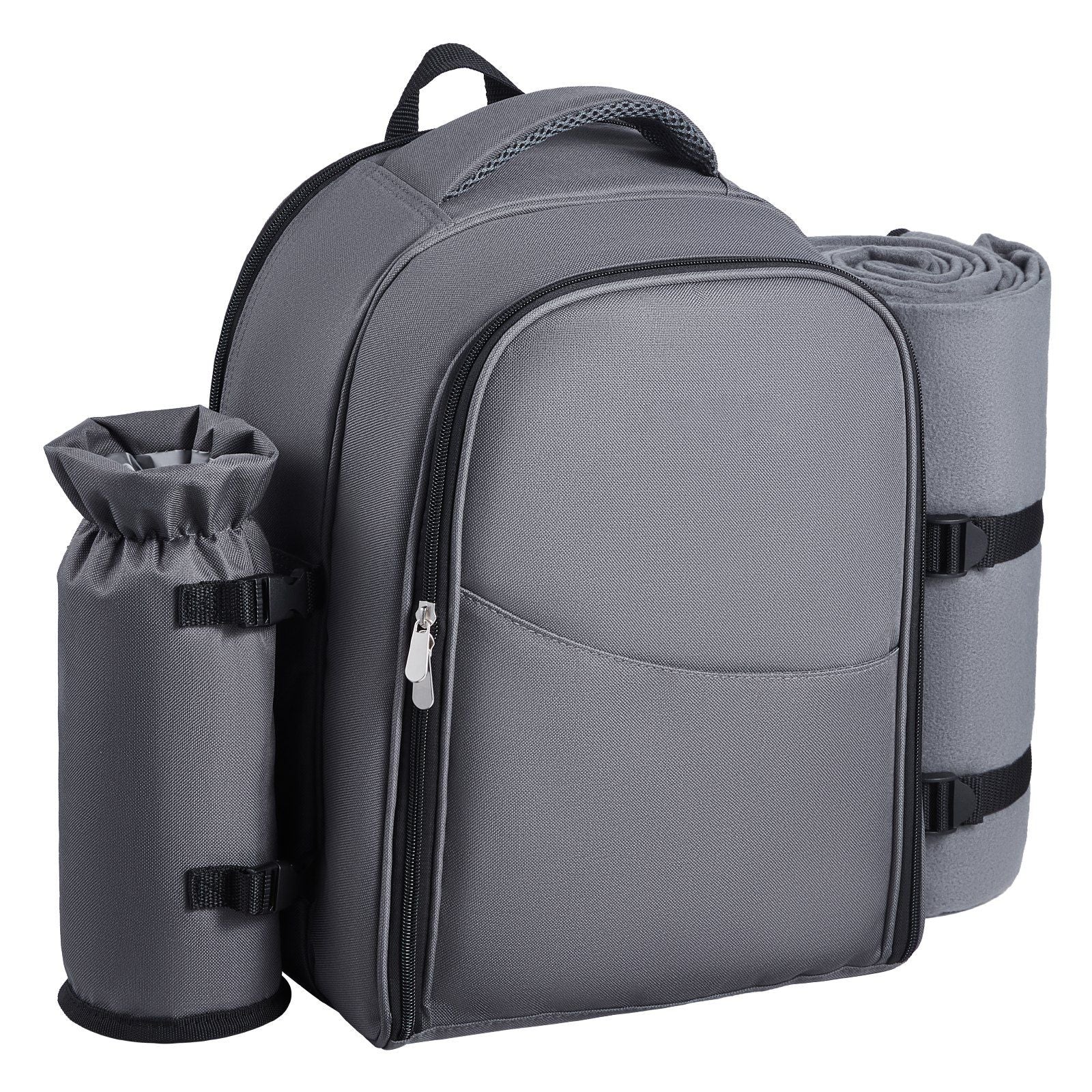 Beach Picnic Backpack Bag for 2 Person with Cooler Compartment Grey