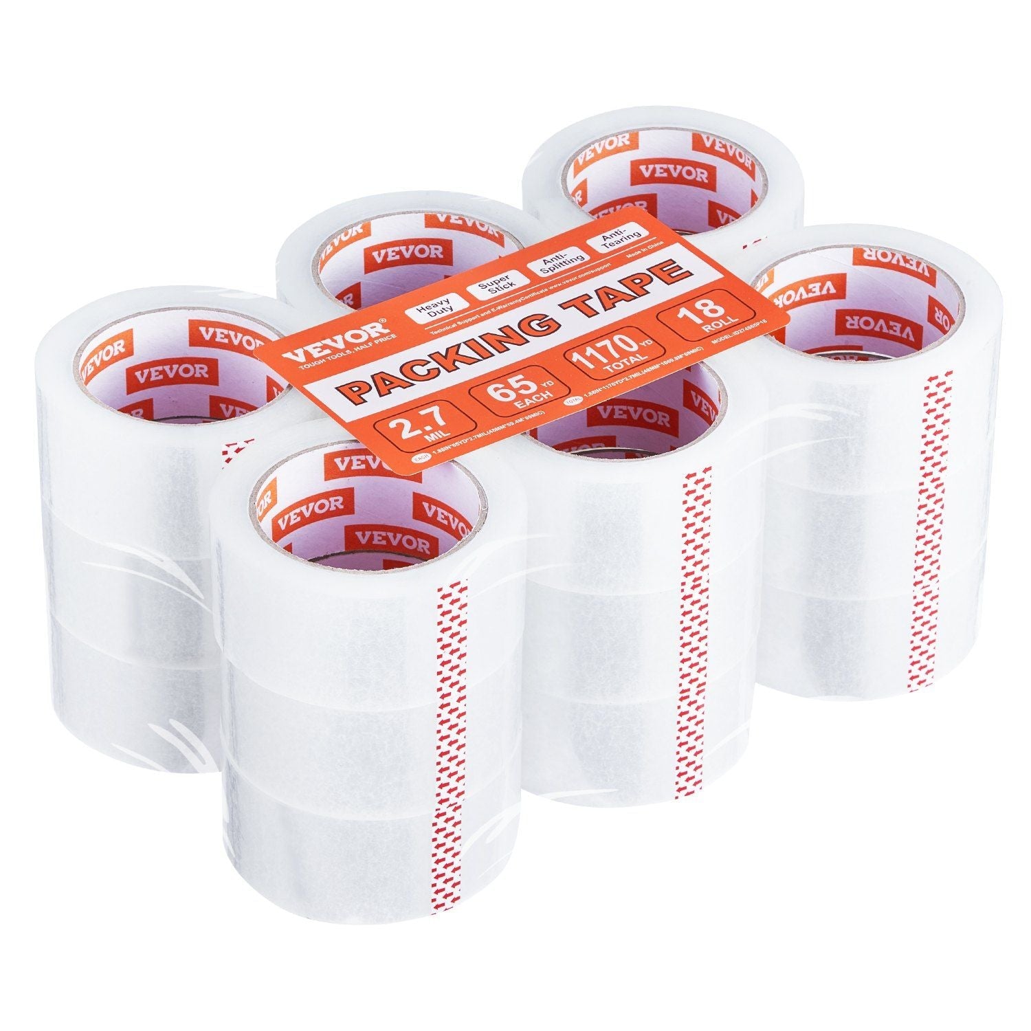 Clear Packing Tape 18 Rolls 65 Yards Heavy Duty Clear Packing Tapes 2.7 Mil