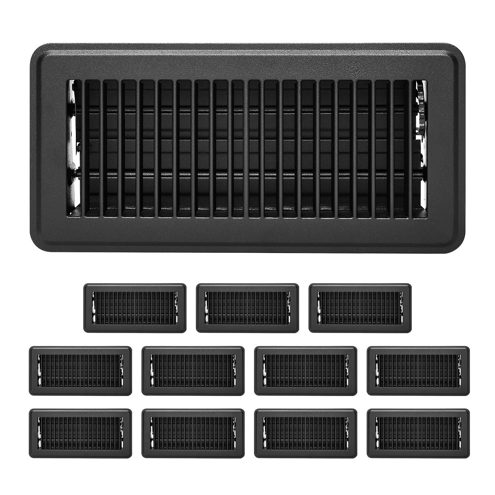 Floor Registers 4 x 10 Inch 12-Pack Iron Floor Vents for HVAC Vent Grilles Black