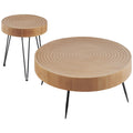 2 Pieces Round Coffee Table Set 31.3 in with 1 End Table for Living Room
