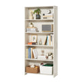 5 Tiers Wide Bookshelf 68" Wooden Freestanding Open Bookcase Shelf White