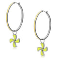 TK914 - High polished (no plating) Stainless Steel Earrings with Epoxy in Multi Color