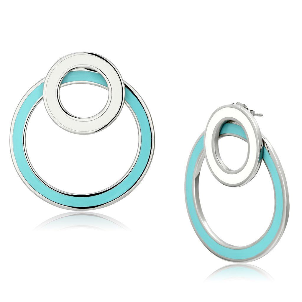 TK916 - High polished (no plating) Stainless Steel Earrings with Epoxy in Multi Color