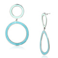 TK917 - High polished (no plating) Stainless Steel Earrings with Epoxy in Multi Color