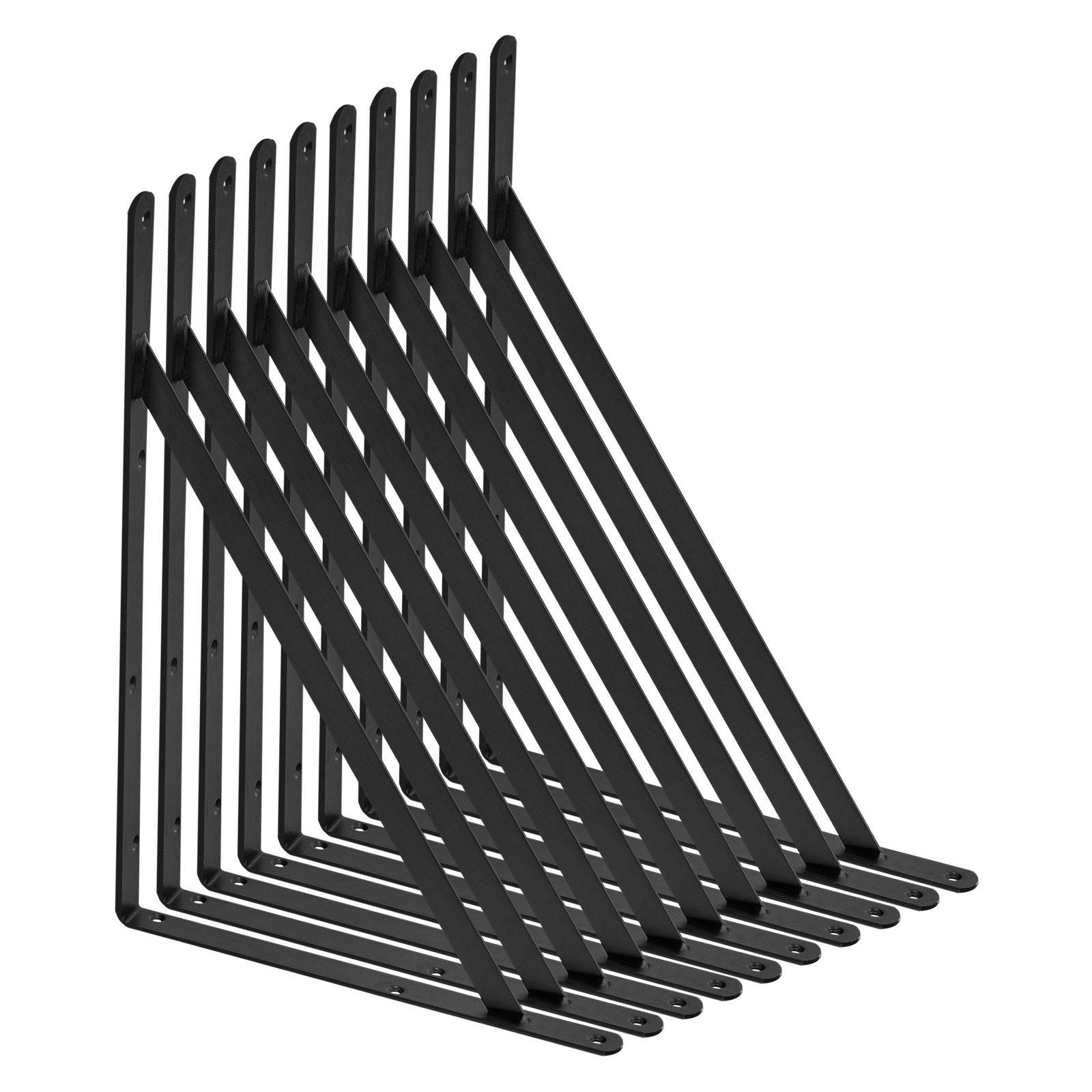 Shelf Bracket, 12 x 8 in 10 Pcs, Heavy Duty Floating Shelf Brackets, Brackets for Shelves, 3mm Thick Matte Black Triangle Shelf Bracket,Steel Shelving Brackets with 160 lbs Load Capacity