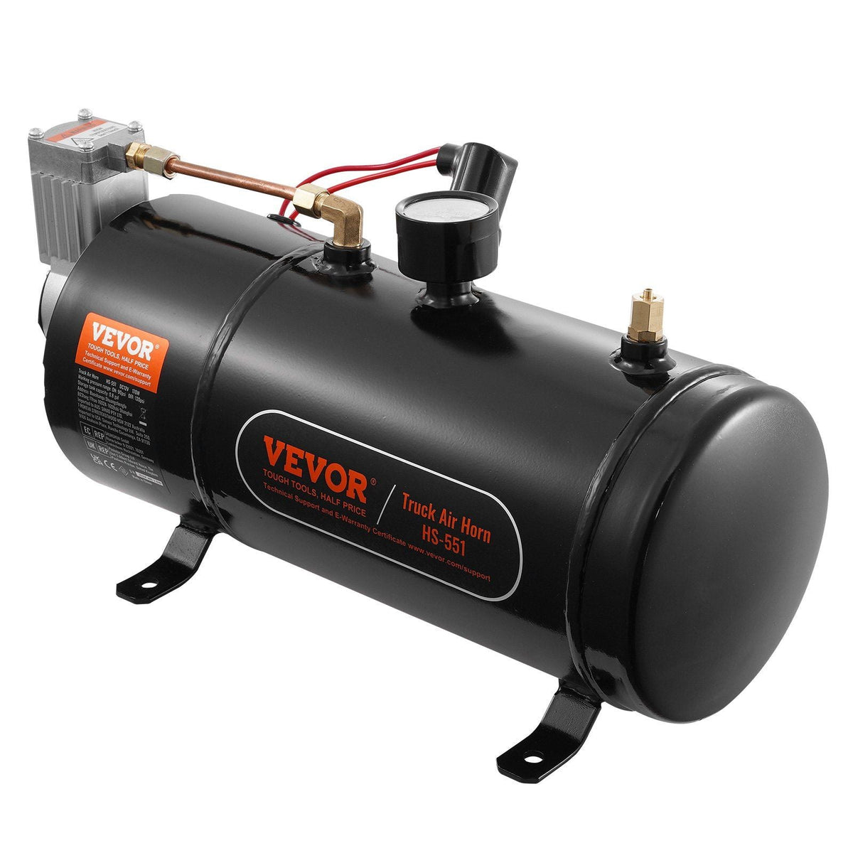 12V Air Compressor with Tank 0.8 Gallon/3 L, Train Horn Air Compressor, 120 psi Working Pressure Onboard Air Compressor System for Train Air Horns, Inflating Tires, Air Mattresses
