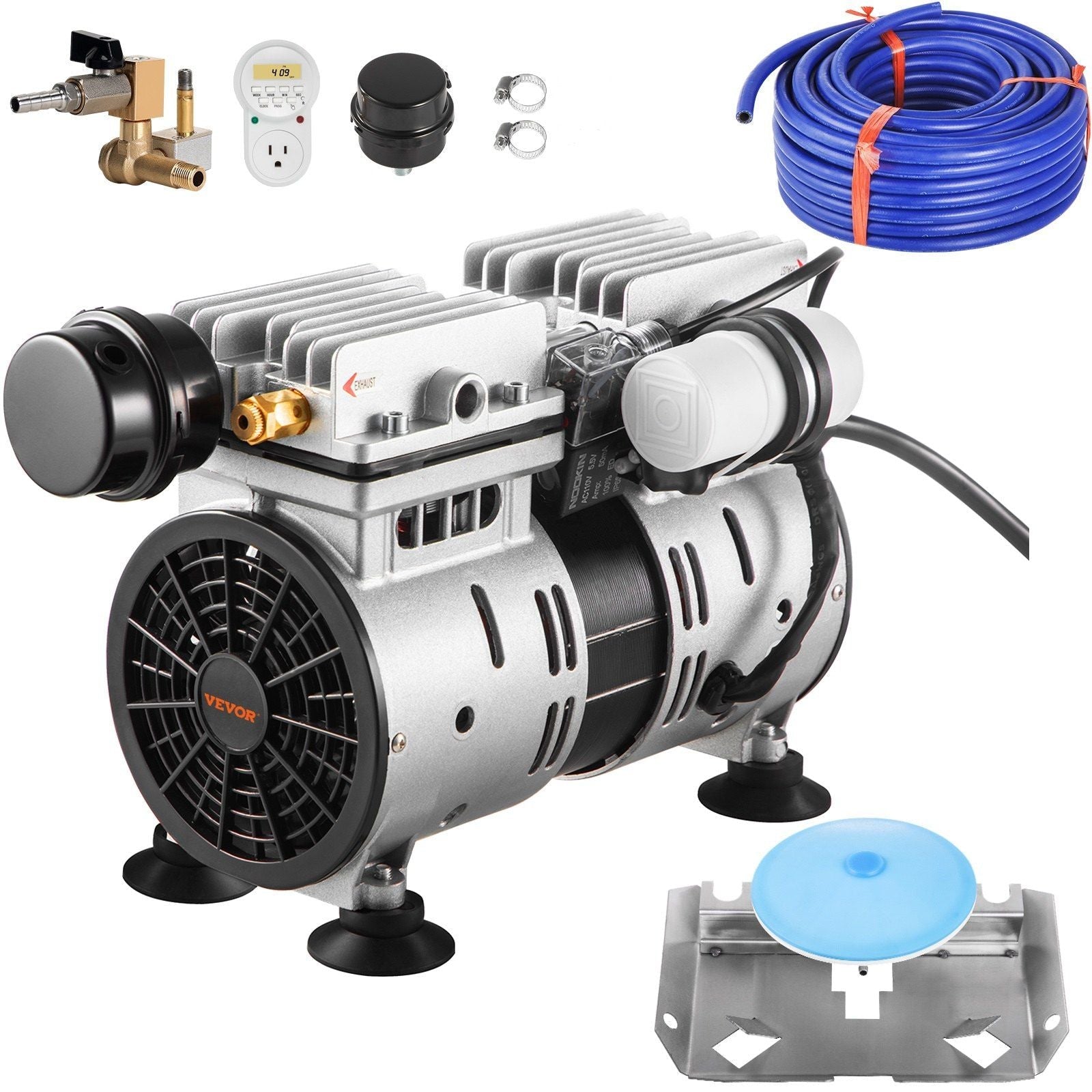 Pond Aerator, 550W Power 5.2CFM for Up to 1 Acre 50' Lake Includes 3/4 HP 100' Weighted Tubing & Diffuser, Air Compressor for Deep Water Oxygen Circulation, 1 Diffuser, Black