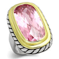 LOA841 - Reverse Two-Tone Brass Ring with AAA Grade CZ in Rose
