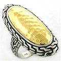 LOA652 - Gold+Rhodium 925 Sterling Silver Ring with No Stone