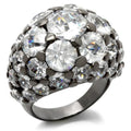 LOA942 - Ruthenium Brass Ring with AAA Grade CZ in Clear