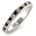 LOA508 - High-Polished 925 Sterling Silver Ring with Top Grade Crystal in Garnet