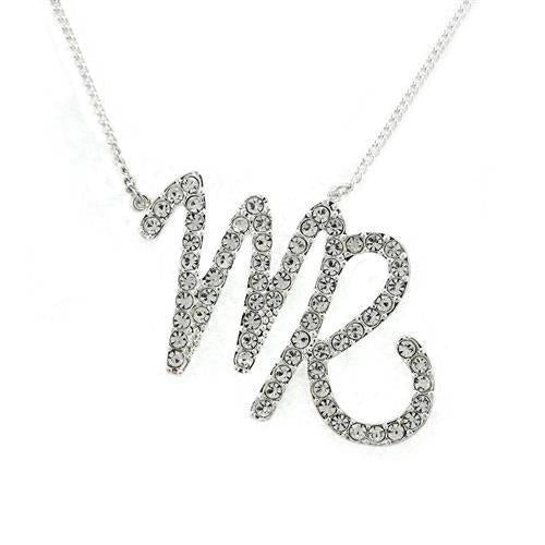 SNK03 - Silver Brass Chain Pendant with Top Grade Crystal in Clear