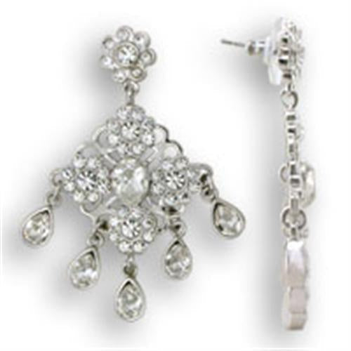 S37110 - Rhodium 925 Sterling Silver Earrings with Top Grade Crystal in Clear
