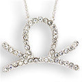 SNK01 - Silver Brass Chain Pendant with Top Grade Crystal in Clear