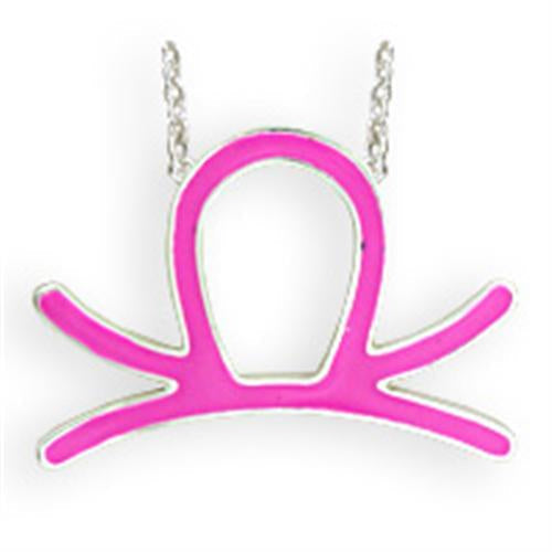 SNK01PINK - Silver Brass Chain Pendant with Epoxy in Rose