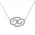 SNK12 - Silver Brass Chain Pendant with Top Grade Crystal in Clear