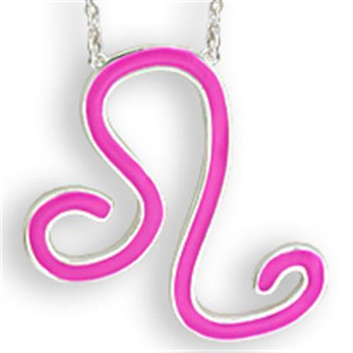 SNK06PINK - Silver Brass Chain Pendant with Epoxy in Rose