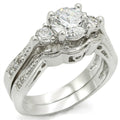 1W002 - Rhodium Brass Ring with AAA Grade CZ in Clear