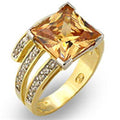 31221 - Gold+Rhodium 925 Sterling Silver Ring with AAA Grade CZ in Champagne