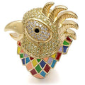 1W087 - Gold Brass Ring with AAA Grade CZ in Multi Color
