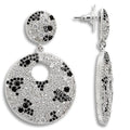 1W122 - Imitation Rhodium Brass Earrings with AAA Grade CZ in Black Diamond