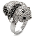 1W083 - Rhodium + Ruthenium Brass Ring with AAA Grade CZ in Black Diamond