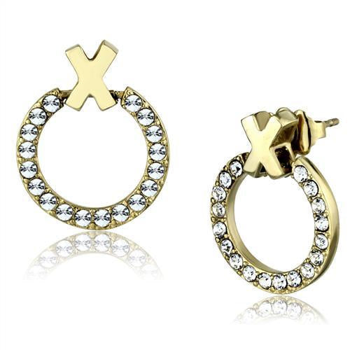 TK2271 - IP Gold(Ion Plating) Stainless Steel Earrings with Top Grade Crystal in Clear