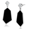 TK2382 - High polished (no plating) Stainless Steel Earrings with AAA Grade CZ in Clear
