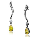 TK2631 - IP Light Black (IP Gun) Stainless Steel Earrings with AAA Grade CZ in Topaz