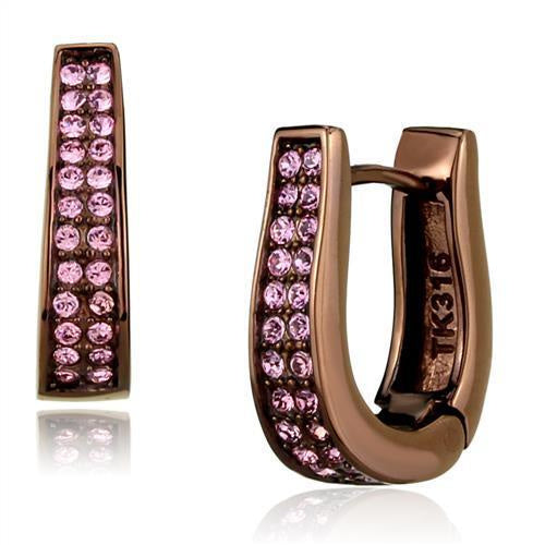TK2537 - IP Coffee light Stainless Steel Earrings with Top Grade Crystal in Light Rose