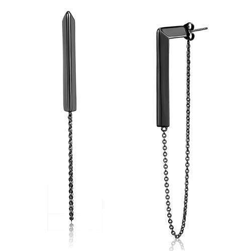 TK2535 - IP Light Black (IP Gun) Stainless Steel Earrings with No Stone