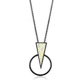 TK2524 - IP Black(Ion Plating) Stainless Steel Chain Pendant with Leather in White