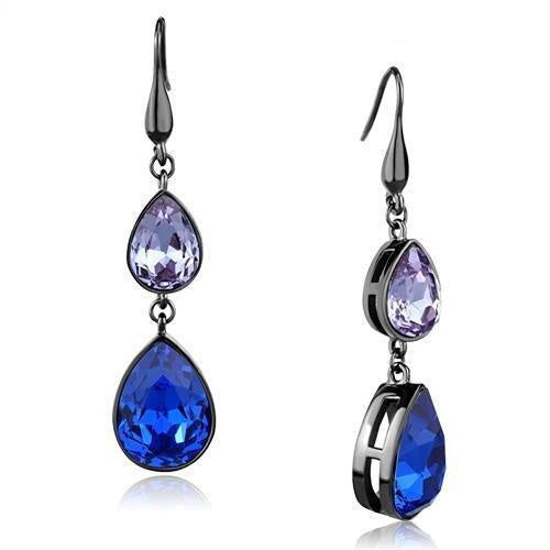 TK2706 - IP Light Black (IP Gun) Stainless Steel Earrings with Top Grade Crystal in Multi Color