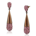 TK2707 - IP Coffee light Stainless Steel Earrings with Top Grade Crystal in Light Peach