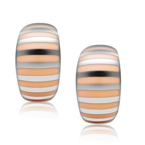 TK273 - High polished (no plating) Stainless Steel Earrings with Epoxy in No Stone