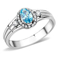 DA166 - High polished (no plating) Stainless Steel Ring with AAA Grade CZ in Sea Blue