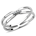 DA160 - High polished (no plating) Stainless Steel Ring with AAA Grade CZ in Clear