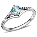 DA167 - High polished (no plating) Stainless Steel Ring with AAA Grade CZ in Sea Blue