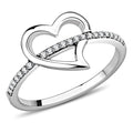 DA164 - High polished (no plating) Stainless Steel Ring with AAA Grade CZ in Clear