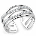 DA047 - High polished (no plating) Stainless Steel Ring with AAA Grade CZ in Clear