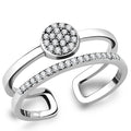 DA048 - High polished (no plating) Stainless Steel Ring with AAA Grade CZ in Clear