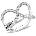 DA058 - High polished (no plating) Stainless Steel Ring with AAA Grade CZ in Clear