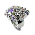 6X051 - Rhodium Brass Ring with AAA Grade CZ in Multi Color