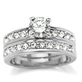 8X002 - Rhodium Brass Ring with AAA Grade CZ in Clear