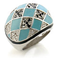 8X159 - Rhodium Brass Ring with AAA Grade CZ in Jet