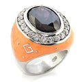 8X019 - Rhodium Brass Ring with AAA Grade CZ in Amethyst